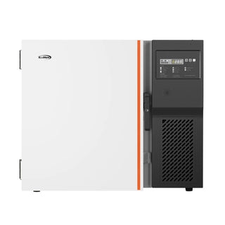 White KoolMore KM-PHF-4CUL Ultra Low Temp Stackable Medical Freezer with digital display on a white background