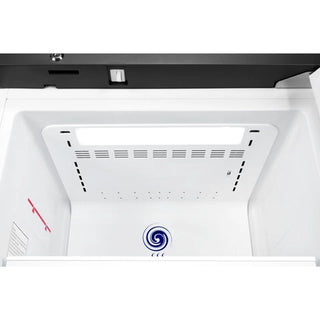 Ceiling-mounted air conditioning unit with visible brand logo in KoolMore KM-PHR-11C Medical Pharmacy Refrigerator, 11 cu. ft. on a white background