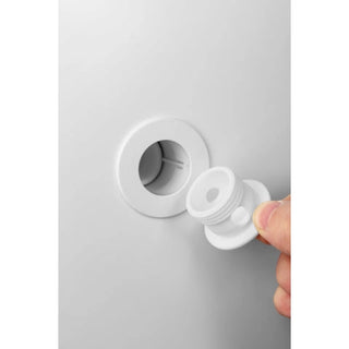 Circular opening on KoolMore KM-PHR-11C Medical Pharmacy Refrigerator, 11 cu. ft. on a light gray surface.