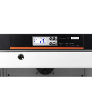 Digital temperature control panel for KoolMore KM-PHR-45C Countertop Medical Pharmacy Refrigerator, 4.5 cu. ft. on a white background