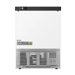 KoolMore KM-PHR-45C Countertop Medical Pharmacy Refrigerator, 4.5 cu. ft. with warning label on a white background