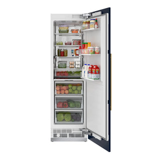 KoolMore KM-PRC-R24 Panel Ready Refrigerator Column with open door displaying various food items on a white background