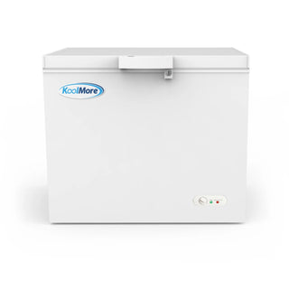 White KoolMore SCF-9C Commercial Chest Freezer with KoolMore logo on a white background