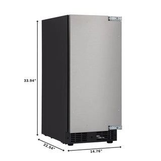 KoolMore KM-BIR15-PR Built-In Panel Ready Undercounter Beverage Refrigerator with dimensions labeled on a white background