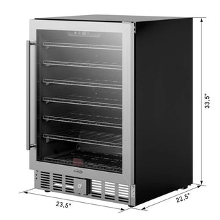 KoolMore KM-BIR5C-GD Built-In Refrigerator and Beverage Cooler with dimensions displayed on a white background