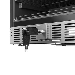 Close-up of a lock and key on KoolMore KM-BIR5C-GD Built-In Refrigerator and Beverage Cooler on a white background