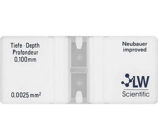 LW Scientific hemacytometer glass counting chamber with improved Neubauer ruling marks