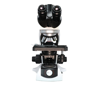Front view of the LW Scientific Innovation biological microscope with binocular head