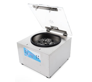 LW Scientific MX5 with the lid open and the swing-out rotor in the bowl