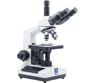 LW Scientific Revelation III trinocular microscope, angled left view