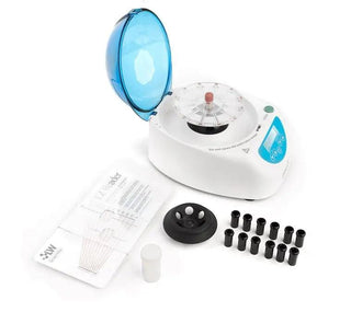 LW Scientific ZipCombo shown with both rotors, adapter sleeves, reader card and capillary tubes