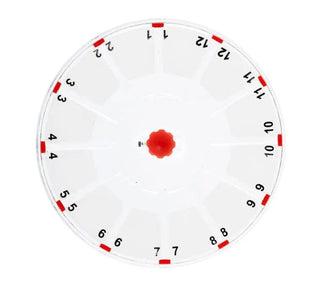 Top view of the LW Scientific ZipCombo microhematocrit rotor with numbered tube slots
