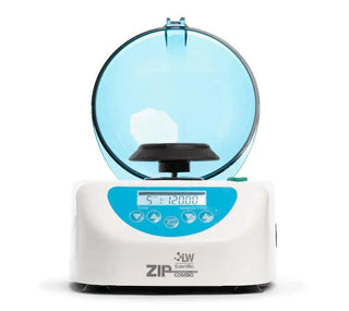 Front view of the LW Scientific ZipCombo with the lid open and the micro-tube rotor installed