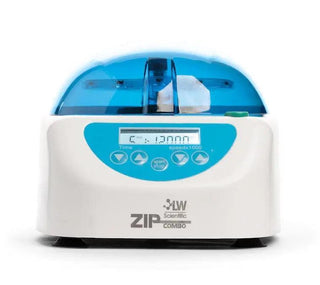 LW Scientific ZipCombo centrifuge with the lid closed and the LCD display facing forward