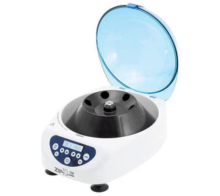 LW Scientific Zip-IQ TT with the blue lid open and the angled rotor visible