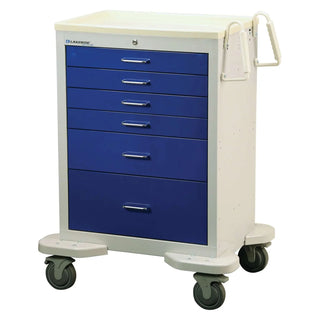 Lakeside Classic Anesthesia Cart with blue drawers and white top on a white background