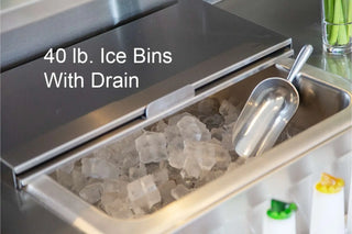 40 lb. Ice Bins with Drain on a Lakeside 173671, Electric Portable Bar, 40-Lb. Ice Bin, Fixed Speed Rail, 8-Ft. Wide surface