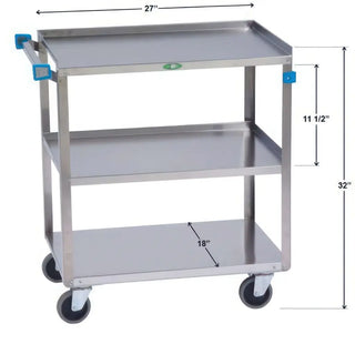 Lakeside_422_Stainless_Steel_Utility_Cart_3_Shelf_18_x_27_500-Lb._Capacity  Showing Its Dimensions