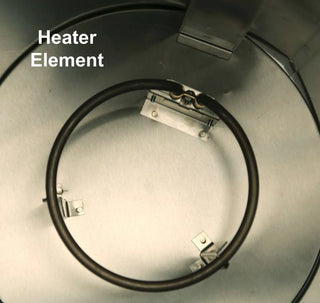 Heater element on a Lakeside 6309, Mobile Plate Dispenser, Heated, Three Stack, for 8-1/4 to 9-1/8 Inch Plates surface with 'Heater Element' text.