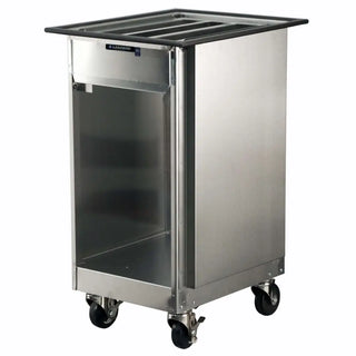 Lakeside 996, Mobile Tray Dispenser, NSF, Open Sides, 150 Tray Capacity,14"x18"/15"x20" Trays with a black top on a white background