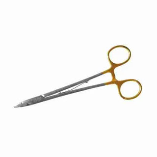One piece of surgical instrument 17.5cm Silk 1/4-0, CGS 0/5-1 Needle Holder Ring on a white background

