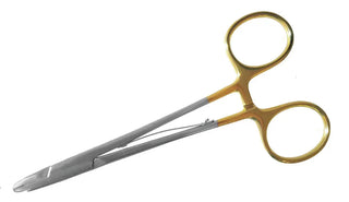 One piece of surgical instrument 14cm Silk 1/4-0, CGS 0/5-0 Needle Holder Ring on a white background