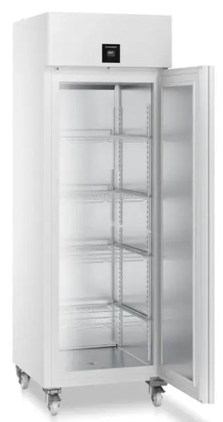 White Liebherr SFPvh 6501 Perfection Laboratory Freezer with solid door on a white background