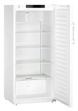 White Liebherr SRFfg 5501 Performance Laboratory Refrigerator with open door on a white background