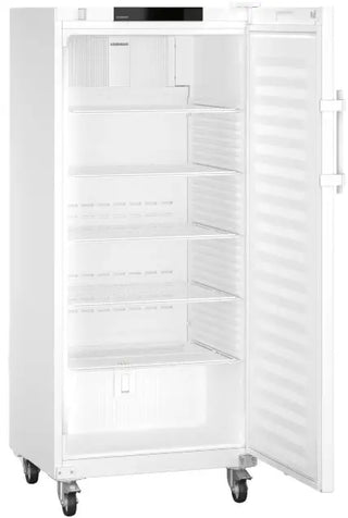 White Liebherr SRFvh 5501 Perfection Laboratory Refrigerator with open door on a white background