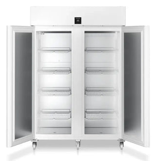 Large Liebherr SRPvh 1402 Perfection Laboratory Refrigerator with solid doors on a white background