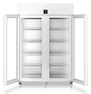 Large Liebherr SRPvh 1412 Perfection Laboratory Refrigerator with glass doors on a white background