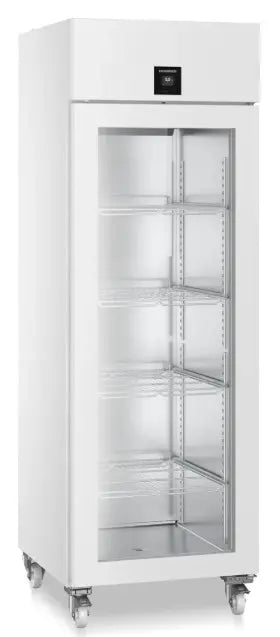 White Liebherr SRPvh 6511 Perfection Laboratory Refrigerator with glass door on a white background