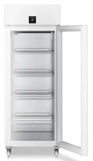 White Liebherr SRPvh 8411 Perfection Laboratory Refrigerator with open door on a white background