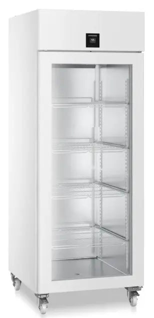 White Liebherr SRPvh 8411 Perfection Laboratory Refrigerator with glass door on a white background