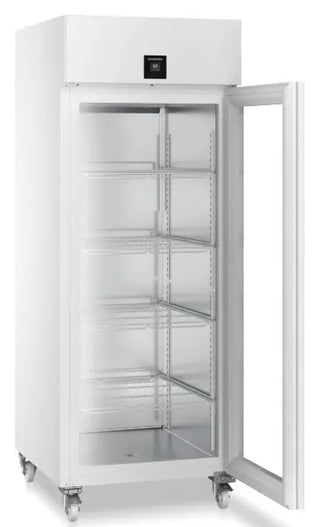 White Liebherr SRPvh 8411 Perfection Laboratory Refrigerator with glass door on a white background