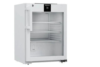 White Liebherr SRTvg 1511 Performance Laboratory Refrigerator with glass door on a white background