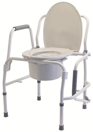 Lumex 6433A Drop-Arm Commode Chair Silver Vein Finish 