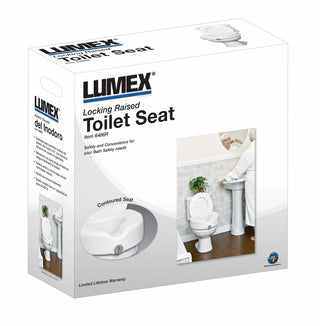 Lumex 6486A Locking Raised Toilet Seat Molded Plastic with Front Clamp Lock