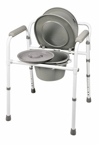 Lumex 7108A Deep Seat Steel Folding Commode 3-in-1 Design