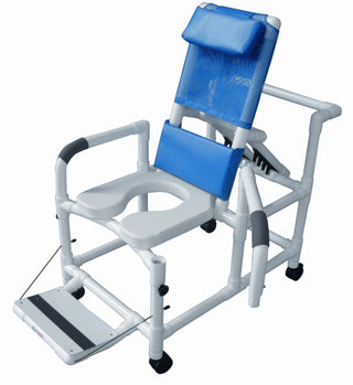 Lumex 89330 Reclining Shower Commode Chair PVC Frame with Soft Seat and Safety Belt