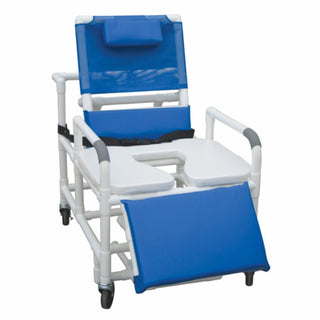 Lumex 89330 Reclining Shower Commode Chair PVC Frame with Soft Seat and Safety Belt