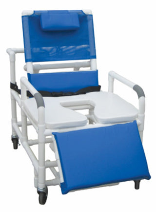 Lumex 89330 Reclining Shower Commode Chair PVC Frame with Soft Seat and Safety Belt