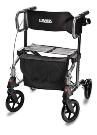 Lumex LX1000T Hybrid LX Rollator Transport Chair, Titanium & Majestic Blue
