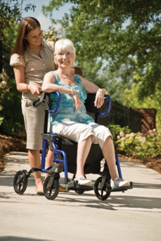 Lumex LX1000T Hybrid LX Rollator Transport Chair, Titanium & Majestic Blue