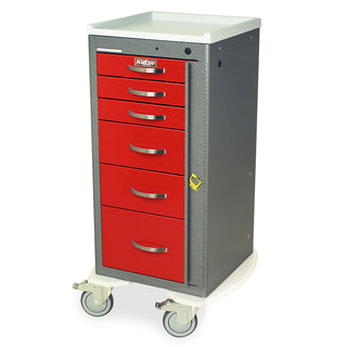 Harloff A‑Series Aluminum Narrow Breakaway Crash Cart – Tall Height, 6 Drawers, Breakaway Lock, MPA1830B06