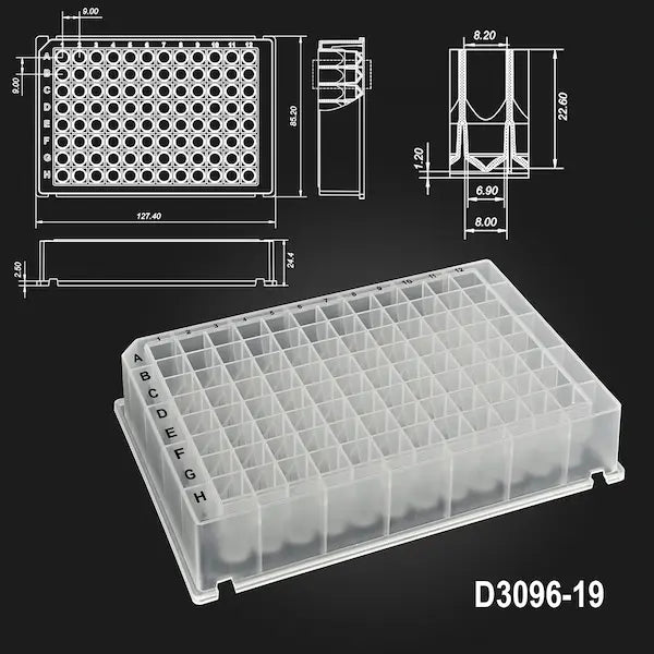 MTC Bio D3096-19, OptiWell™ 1.0mL 96-Square Deep Well Plate, V-Bottom,