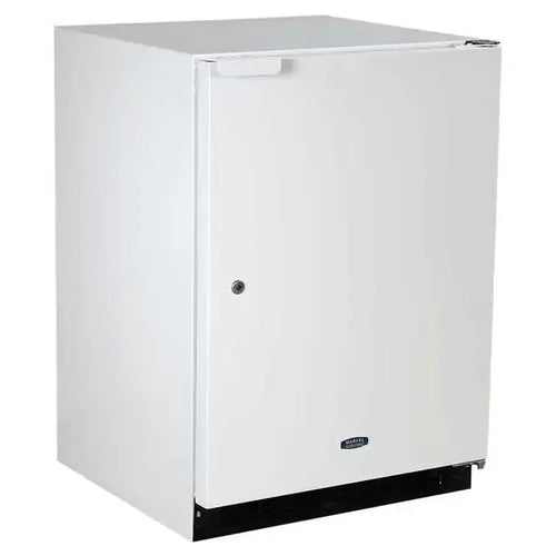 White Marvel Scientific undercounter refrigerator freezer combo on a white background