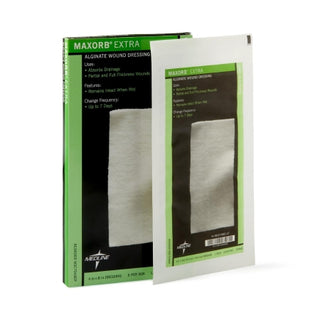 Maxorb® Extra 907085_CS Alginate Dressing 4 X 8 Inch Rectangle wound dressing packaging on a white background