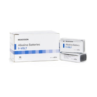 Box of McKesson 862351_CS Alkaline Battery 9V Cell 9V Disposable  batteries on a white background