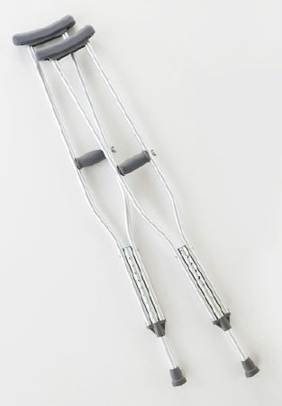 Pair of Mckesson 978269_CS Underarm Aluminum Frame Child 300 lbs. crutches on a white background